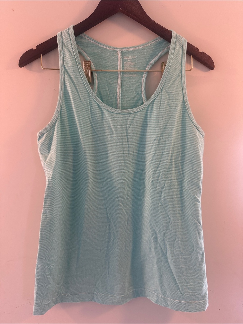 GAP Body Women’s Light Aqua Racerback Tank Top Sz Large EUC